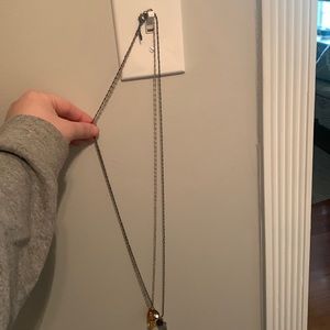 Gun metal/silver layered necklace from Express. Stone/rock details